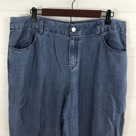 Chicos SZ 2 US 12 Platinum Chambray Trouser Pants - Picture 2 of 8